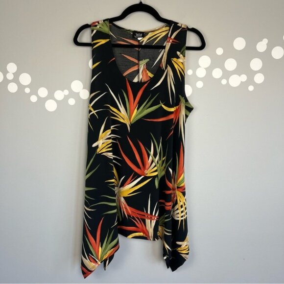 Jostar Tropical Leaf Print Sleeveless Tunic Top - Picture 1 of 5